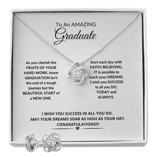 To An Amazing Graduate - Love Knot earring and necklace set