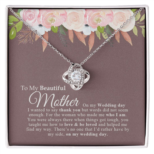 To My Beautiful Mother | I Love You - Love Knot Necklace