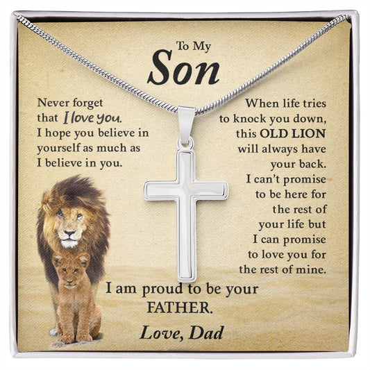 My Son | This Old Lion - Stainless Steel Cross Necklace